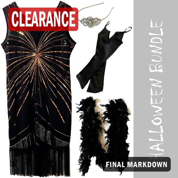 Vintage Beaded Sequin Flapper Dress Bundle Costume - Picture 1 of 14